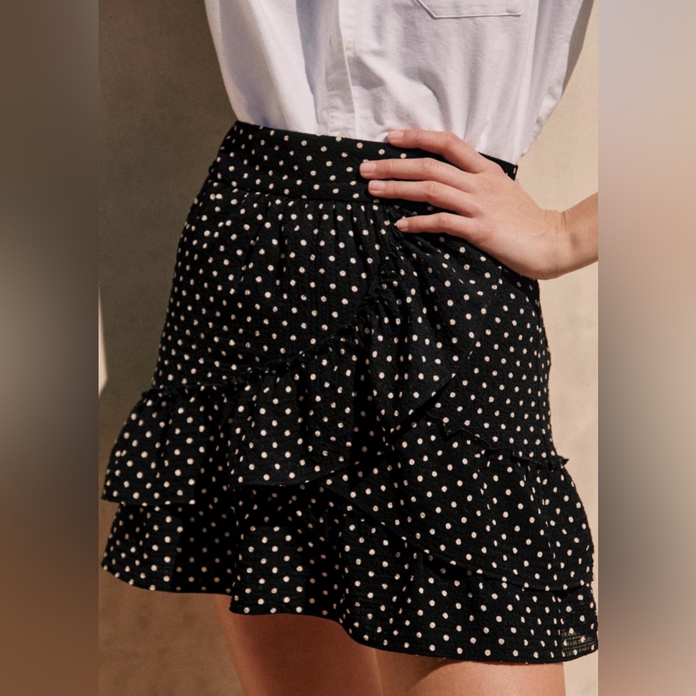Sezane Carolina Skirt Black Polka Dots - Size 2